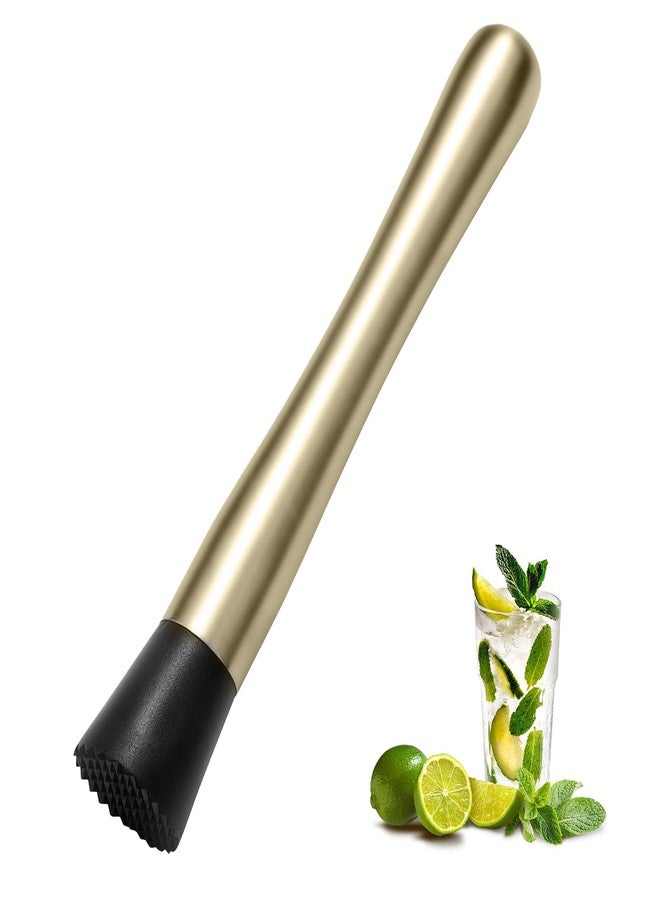 eispap 8 Inch Stainless Steel Cocktail Muddler and Mixing Spoon Home Bar Tool Set - Create Delicious Mojitos Old Fashioned/Mint Julep/Other Fruit Based Drinks (Gold) - Image 1